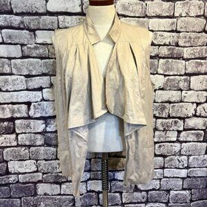 Chico's Khaki Draped Front No Close Vest Size Large